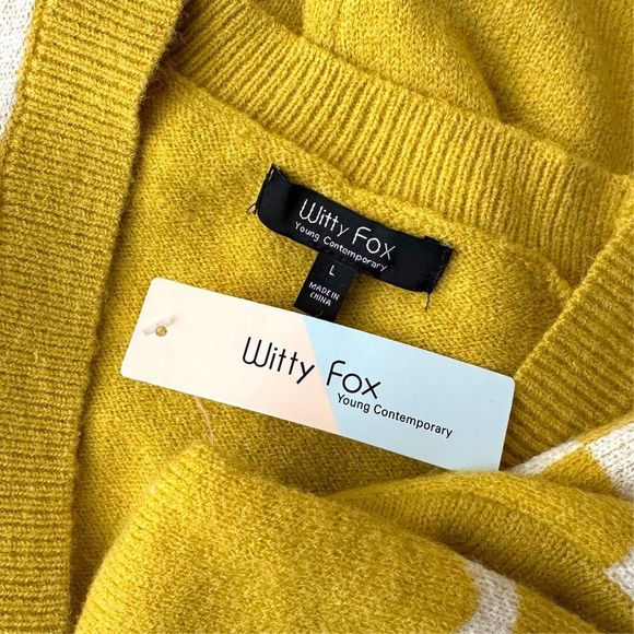 Witty Fox Young Contemporary Retro Smiley Face Cardigan - Size Large - Picture 6 of 6